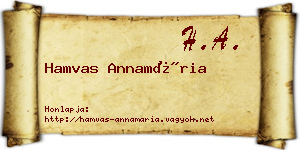 Hamvas Annamária névjegykártya